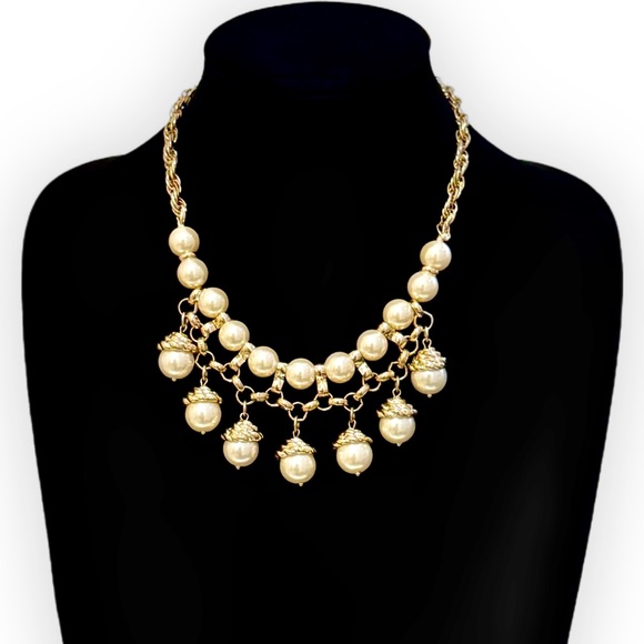 Lee Angel Neiman Marcus Pearl Drop Charm Necklace NWT